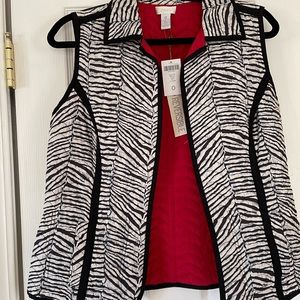NWT CHICO'S ZEBRA PRINT VEST, SZ 0/S,Reversible!